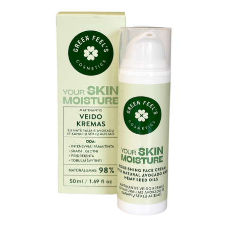 GREEN FEEL'S Maitinamasis veido kremas su naturaliais avokadų ir kanapių sėklų aliejais 50ml